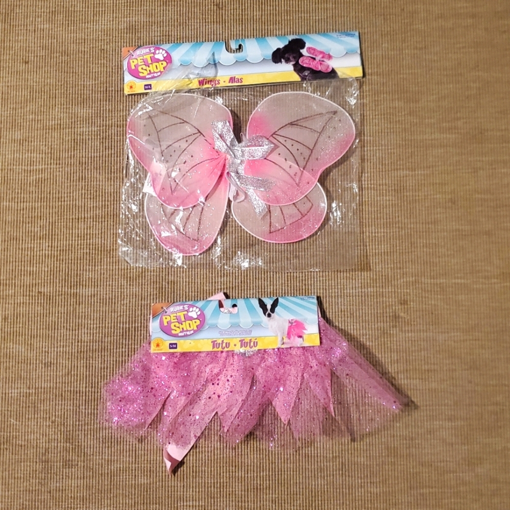 Pet Dog Cat Fairy Wings Tutu Costume NWT